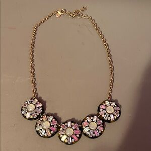 JCrew Iridescent Crystal Necklace on Tortoise Discs